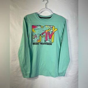 Mens Mint Colored Size Small MTV Long Sleeve T Shirt